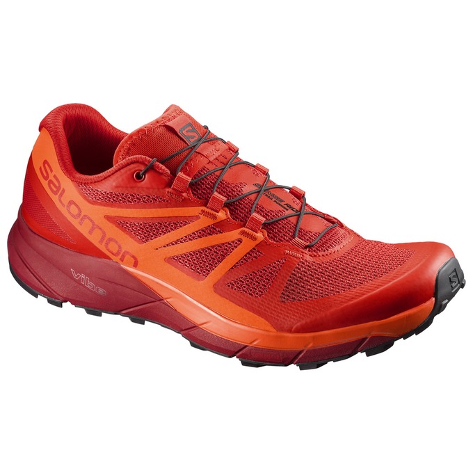 Salomon SENSE RIDE - Mens Trail Running Shoes - Dark Red/Orange - NZ (27016-KCJH)